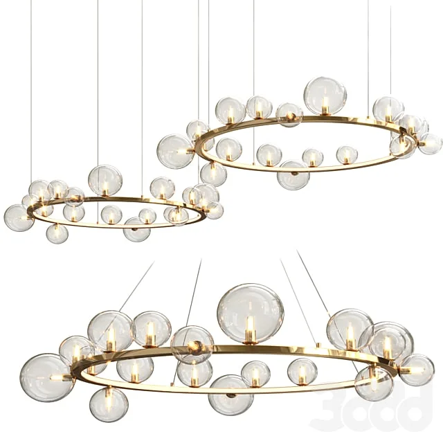 LED Postmodern Iron Glass Bubble Round Gold Black Silver Pendant Lights